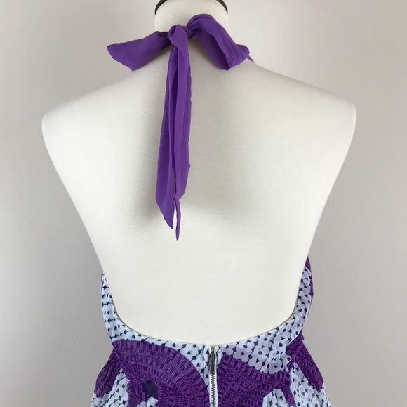 Jealous Tomato | Purple Printed Halter Sundress - Picture 4 of 8